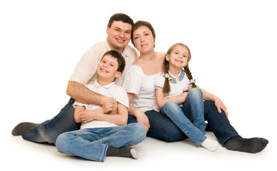 happy family on white