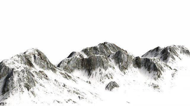 Snowy Mountains - separated on white background