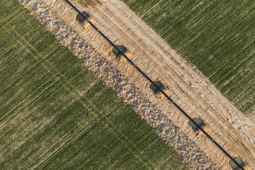 aerial view of burying gas pipe in a country area in Poland