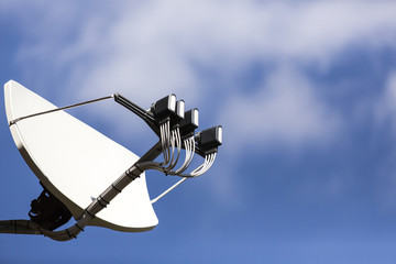 big satellite dish with multifeed LNB