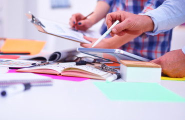 Young business people working at office on new project