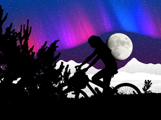 Fototapeta na wymiar Bicycle night rider