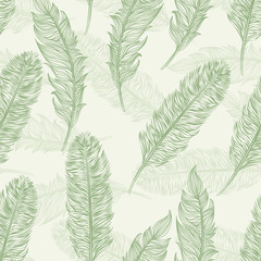 Vector seamless pattern feathers bird