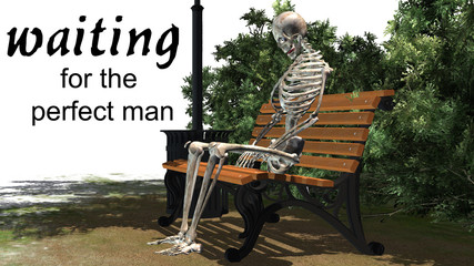 skeleton sitting on Park bench under a tree
