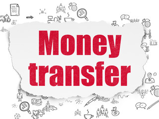 Finance concept: Money Transfer on Torn Paper background