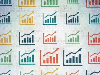 Finance concept: Growth Graph icons on Digital Paper background