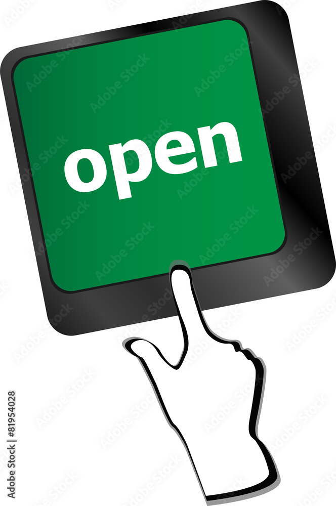 Poster open button on the computer keyboard vector