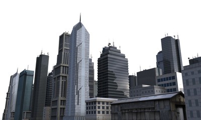 Fototapeta na wymiar City Buildings Isolated On White