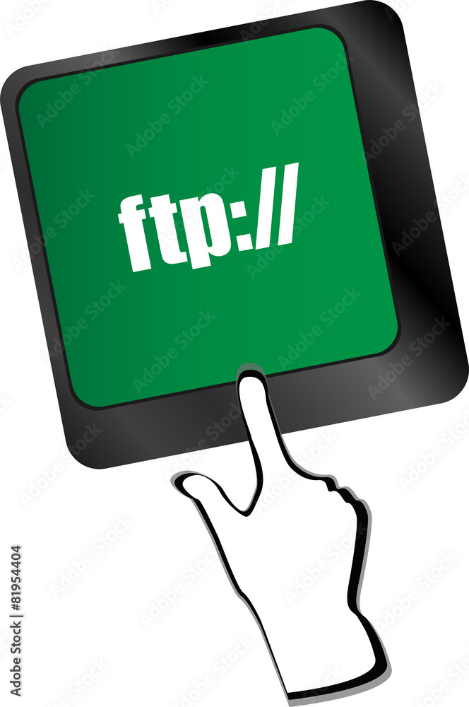 Poster computer keyboard with ftp key, technology background vector
