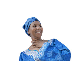 Afro beauty wearing a traditional headscarf, isolated