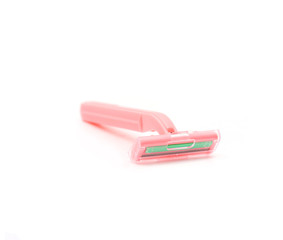 Closeup of pink shaving blade