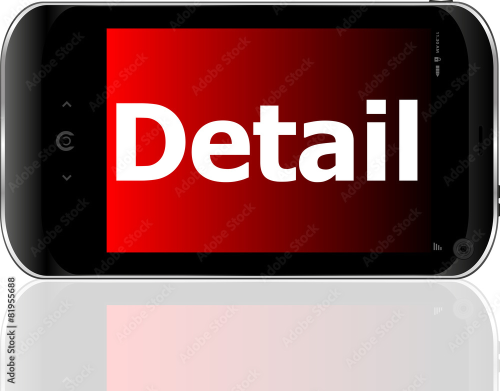 Poster smartphone with text detail on display. mobile smart phone