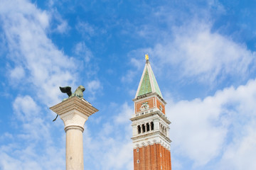 Fototapeta na wymiar St. mark's square column and campanile