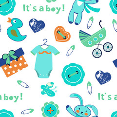 Colorful baby boy seamless pattern