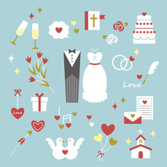 Set of wedding elements