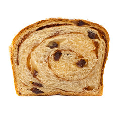 Slice of Cinnamon Raisin Bread on a white background
