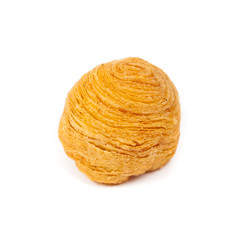 Durian Puff on white background. Macro. Shallow dof.