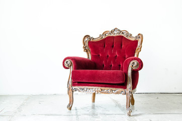 Cassical vintage armchair on white background