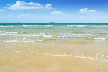 Wave in the sea on the sand beach