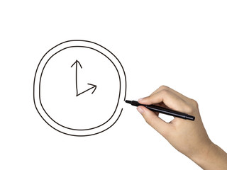 clock icon drawn by human hand
