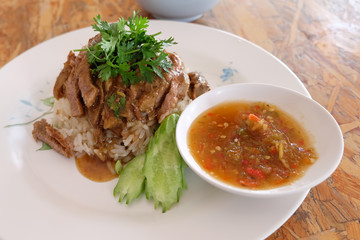 pork with rice ,thai food
