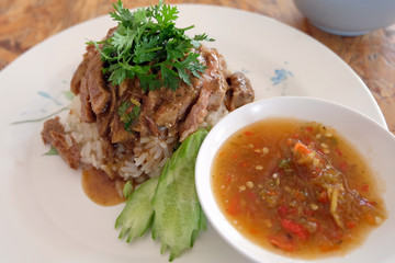 pork with rice ,thai food
