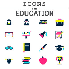 Education Studying Learning Activity Icons Set Concept