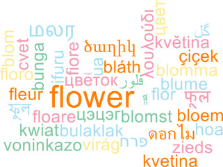 Flower multilanguage wordcloud background concept