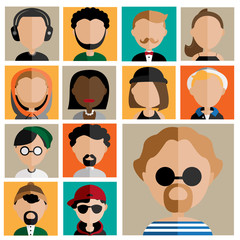 Diversity Interracial Community People Flat Design Icons Concept