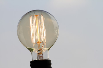 vintage light bulb with copy space as creative concept