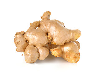 fresh ginger on white background