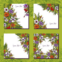 four floral templates with flowers