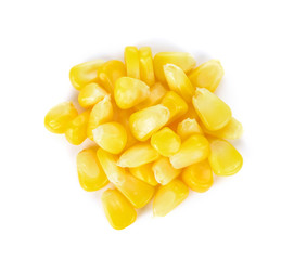 Sweet whole kernel corn on white background