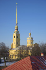 Naklejka premium Вид на Петропавловский собор с Государева бастиона