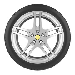 Obraz premium Sport car wheel isolated on a white background.
