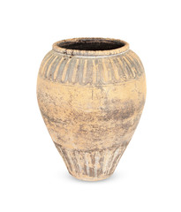 Old antique pot on white background