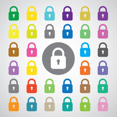 vector lock symbol set