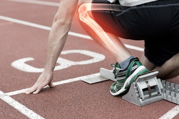 Highlighted bones of man about to race
