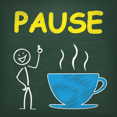 Blackboard Stickman Coffeecup Pause