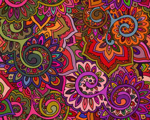 Fototapeta premium Seamless vector pattern with traditional oriental floral ornamen