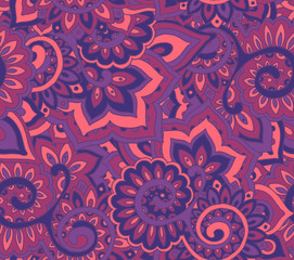 Seamless vector pattern with traditional oriental floral ornamen