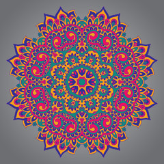 Round ornament pattern with floral decorative elements