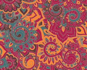 Seamless vector pattern with traditional oriental floral ornamen