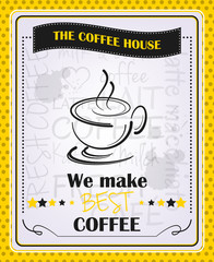 Coffee menu vector poster design in vintage style
