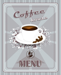 Coffee menu vector poster design in vintage style