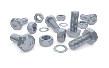 Bolts and nuts isolated