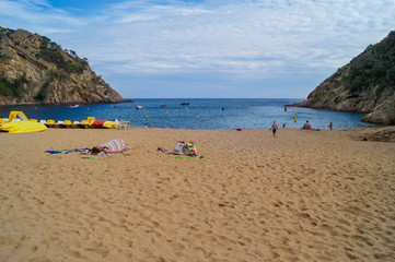 Fototapeta na wymiar bay with a beach on the cliffs between