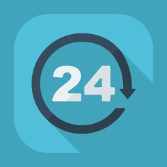 Flat modern symbol 24 hours, around the clock