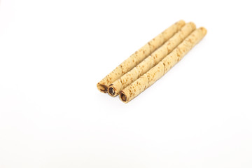 waffle rolls isolated on white background
