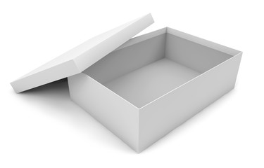 white empty opened cardboard box